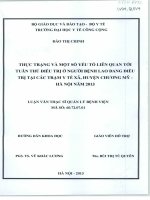 Thực trạng và một số yếu tố liên quan tới tuân thủ điều trị ở người bệnh lao đang điều trị tại các trạm y tế xã, huyện Chương Mỹ - Hà Nội năm 2013