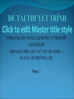 Công tác sản xuất, lắp dựng và tháo dỡ ván khuôn (kim loại, nhựa ,gỗ ,các vật liệu khác ) và các lỗi thường gặp