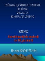 Quang phổ Laser - Khảo sát trạng thái rắn của pin mặt trời TiO2 pha thêm Pb