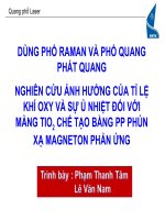 Quang phổ Laser - Dùng phổ Raman và phổ phát quang nghiên cứu ảnh hưởng của tỉ lệ khí oxy và sự ủ nhiệt đối với màng TiO2 chế tạo bằng phương pháp phún xạ magnetron phản ứng