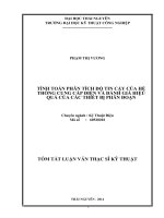 TÍNH TOÁN PHÂN TÍCH độ TIN cậy của hệ THỐNG CUNG cấp điện và ĐÁNH GIÁ HIỆU QUẢ của các THIẾT bị PHÂN đoạn 