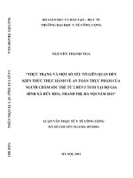 Thực trạng và một số yếu tố liên quan đến kiến thức thực hành về an toàn thực phẩm của người chăm sóc trẻ từ 2 đến 5 tuổi tại hộ gia đình xã Hữu Hòa, Thanh Trì, Hà Nội năm 2011