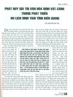 Phát huy giá trị văn hóa sinh vật cảnh trong phát triển du lịch sinh thái tỉnh Kiên Giang