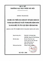 Nghiên cứu triển khai giám sát sử dungj amikacin thông qua nồng độ thuốc trong máu bệnh nhân tại khoa điều trị tích cực bệnh viện bạch mai