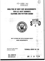 Analysis of Body Size Measurements for U.S. Navy Womens Clothing and Pattern Design 1993