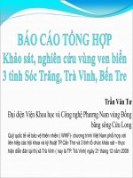 Báo cáo tổng hợp Khảo sát, nghiên cứu vùng ven biển 3 tỉnh Sóc Trăng, Trà Vinh, Bến Tre