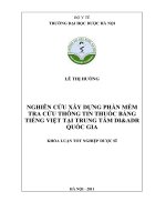 Nghiên cứu xây dựng cơ sở dữ liệu tra cứu thông tin thuốc bằng tiếng việt tại trung tâm DI  ADR quốc gia