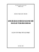 Luận văn ths  luật quyền sửa bản án sơ thẩm của tòa án phúc thẩm theo bộ luật tố tụng hình sự năm 2003