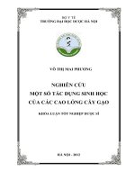 Nghiên cứu một số tác dụng sinh học của các cao lỏng cây gạo