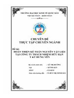 Hoàn thiện kế toán nguyên vật liệu tại Công ty trách nhiệm hữu hạn T&T Hưng Yên