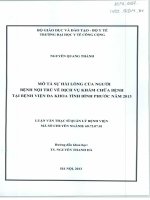 Mô tả sự hài lòng của người bệnh nội trú về dịch vụ khám chữa bệnh tại bệnh viện đa khoa tỉnh Bình Phước năm 2013