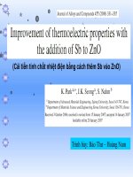 Quang phổ Laser - Cải tiến tính chất nhiệt điện bằng cách thêm Sb vào ZnO
