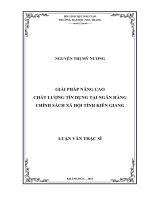 Giả pháp nâng cao chất lượng tín dụng tại ngân hàng chính sách xã hội tỉnh kiên giang