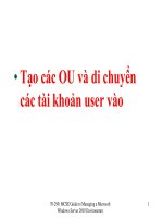 Tạo các OU và di chuyển các tài khoản user vào AD