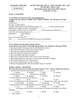 ĐỀ THI CHỌN học SINH GIỎI cấp TỈNH lớp 11 THPT CHUYÊN năm học 2013 1014, môn THI TIẾNG ANH 