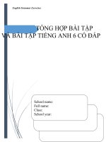 TỔNG hợp bài tập và đáp án môn TIẾNG ANH lớp 6