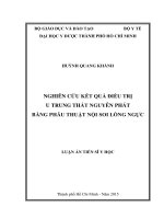 Luận án tiến sĩ nghiên cứu kết quả điều trị u trung thất nguyên phát bằng phẫu thuật nội soi