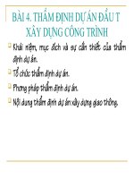 BÀI 4  THẨM ĐỊNH dự án đầu tư xây DỰNG CÔNG TRÌNH