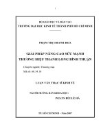GIẢI PHÁP NÂNG CAO sức MẠNH THƯƠNG HIỆU THANH LONG BÌNH THUẬN 