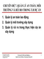 CHUYÊN đề 7  QUẢN lý AN TOÀN, môi TRƯỜNG và rủi RO TRONG t h dự án 