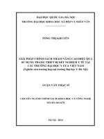 Giải pháp chính sách nhằm nâng cao hiệu quả sử dụng trang thiết bị xét nghiệm y tế tại các trường đại học y của việt nam (nghiên cứu trường hợp tại đại học y hà nội) 