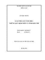 Tóm tắt luận án tiến sĩ của nghiên cứu sinh lê ngọc thắng luật phá sản 2004 – những điểm mới và tính khả thi 