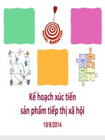 KẾ HOẠCH xúc TIẾN sản PHẨM TIẾP THỊ xã hội 