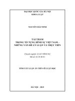 Tóm tắt luận án tiến sĩ của NCS nguyễn hải ninh tái thẩm trong tố tụng hình sự việt nam – những vấn đề lý luận và thực tiễn 