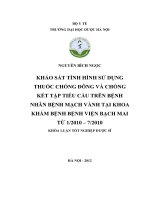 Khảo sát tình hình sử dụng thuốc chống đông và thuốc chống kết tập tiểu cầu trên bệnh nhân bệnh mạch vành tại khoa khám bệnh bệnh viện bạch mai (từ tháng 1 2010 đến tháng 7 2010)