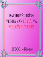BÀI THUYẾT TRÌNH VỀ NHÀ VĂN LÊ LỰU VÀ NGUYỄN HUY THIỆP