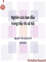NGHIÊN cứu BAN đầu TRONG TIẾP THỊ xã hội