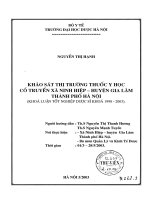 Khảo sát thị trường thuốc y học cổ truyền xã ninh hiệp   huyện gia lâm thành phồ hà nội