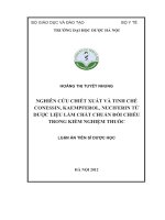 Nghiên cứu chiết xuất và tinh chế conessin kaepferol, nuciferin tử dược liệu làm chất chuẩn đối chiếu trong nghiệm thuốc