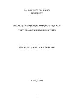Tóm tắt luận án tiến sĩ của nghiên cứu sinh đào mộng điệp pháp luật về đại diện lao động ở việt nam – thực trạng và hướng hoàn thiện 