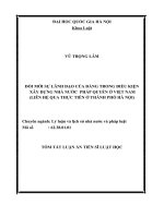 Tóm tắt luận án tiến sĩ của nghiên cứu sinh Vũ Trọng LâmĐỔI MỚI SỰ LÃNH ĐẠO CỦA ĐẨNG TRONG ĐIỀU KIỆN XÂY DỰNG NHÀ NƯỚC  PHÁP QUYỀN Ở VIỆT NAM (LIÊN HỆ QUA THỰC TIỄN Ở THÀNH PHỐ HÀ NỘI)