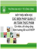 GIỚI THIỆU môn học, các BIỆN PHÁP QUẢN lý AN TOÀN THỰC PHẨM, cử nhân y tế công cộng, định hướng DD và ATVSTP 