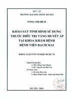 Khảo sát tình hình sử dụng thuốc điều trị tăng huyết áp tại khoa khám bệnh bệnh viện bạch mai