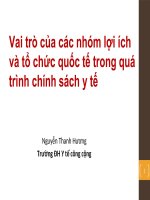 Vai trò của các nhóm lợi ích và tổ chức quốc tế trong quá trình chính sách y tế 