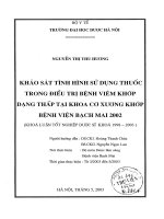 Khảo sát tình hình sử dụng thuốc trong điều trị bệnh viêm khớp dạng thấp tại khoa cơ xương khớp bệnh viện bạch mai 2002