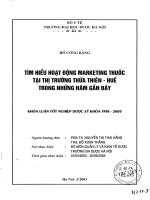 Tìm hiểu hoạt động marketing thuốc tại thị trường thừa thiên   huế trong những năm gần đây