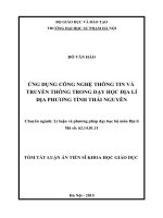 Ứng dụng công nghệ thông tin và truyền thông trong dạy học địa lí địa phương tỉnh thái nguyên