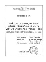 Khảo sát việc sử dụng thuốc điều trị viêm phổi người lớn tại viện lao và bệnh phổi năm 2001   2002