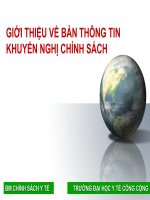 GIỚI THIỆU về bản THÔNG TIN KHUYẾN NGHỊ CHÍNH SÁCH 