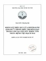 Khảo sát hiệu quả của sertraline (zoloft) trong điều trị rối loạn trầm cảm tại viện sức khoẻ tâm thần  bệnh viện bạch mai