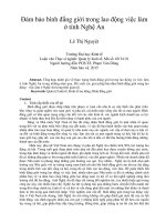 Đảm bảo bình đẳng giới trong lao động việc làm ở tỉnh nghệ an