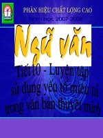 Giáo án bồi dưỡng ngữ văn 9 tiết 10 luyện tập sử dụng yếu tố miêu tả trong văn bản thuyết minh (1) 
