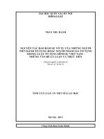 Tóm tắt luận án tiến sĩ của nghiên cứu sinh trần thu hạnh nguyên tắc bảo đảm sự vô tư của những người tiến hành tố tụng hoặc người tham gia tố tụng trong luật tố tụng hình sự việt nam – những vấn đề lý luận và thực 