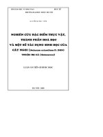 Nghiên cứu đặc điểm thực vật thành phần hoá học và một số tác dụng sinh học của cây ngoi (solannum erianthum d  don) thuộc học cà