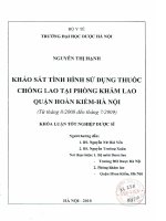 Khảo sát tình hình sử dụng thuốc chống lao tại phong khám lao quận hoàn kiếm   hà nội