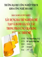 XÂY DỰNG bài THÍ NGHIỆM CHẾ TẠO và ĐÁNH GIÁ xúc TÁC TRONG PHẢN ỨNG CRACKING xúc TÁC THEO mẻ
